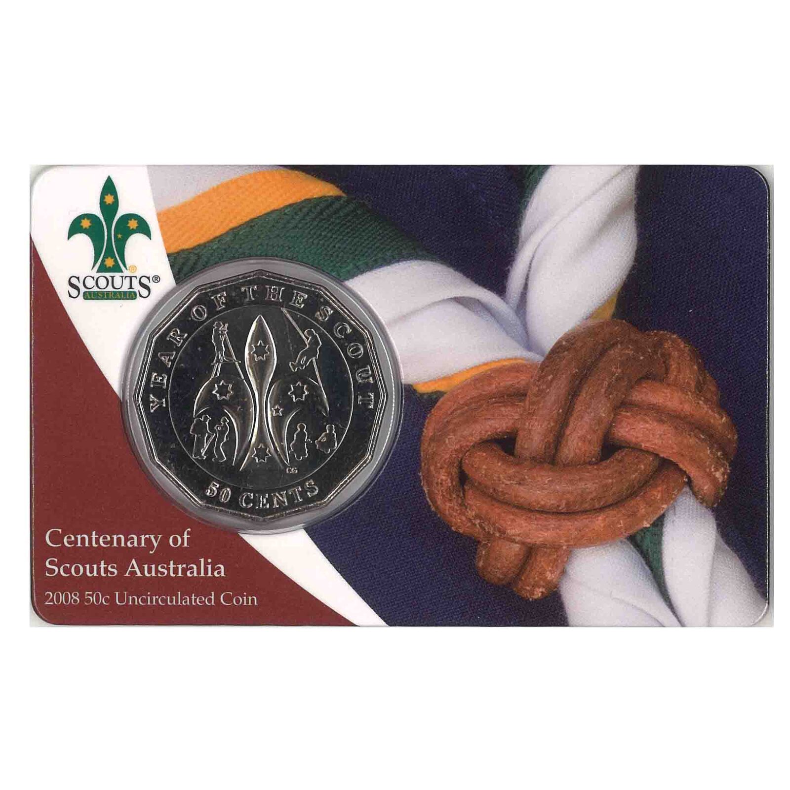 Details about   2008 UNC 50c CENTENARY OF SCOUTS AUSTRALIA COIN ON CARD x10