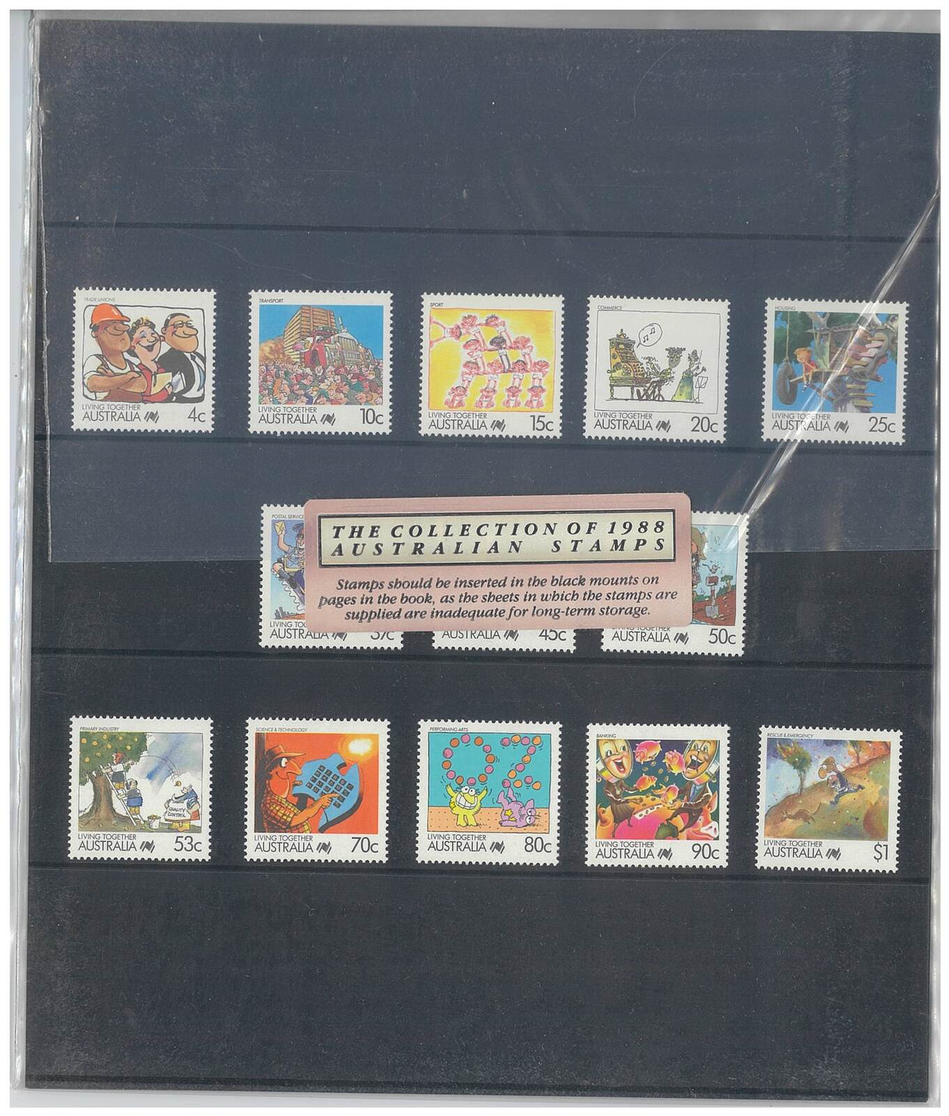 Australia 1988 Executive Year Book of Stamps Collection W/ GiltEdged Pages MUH