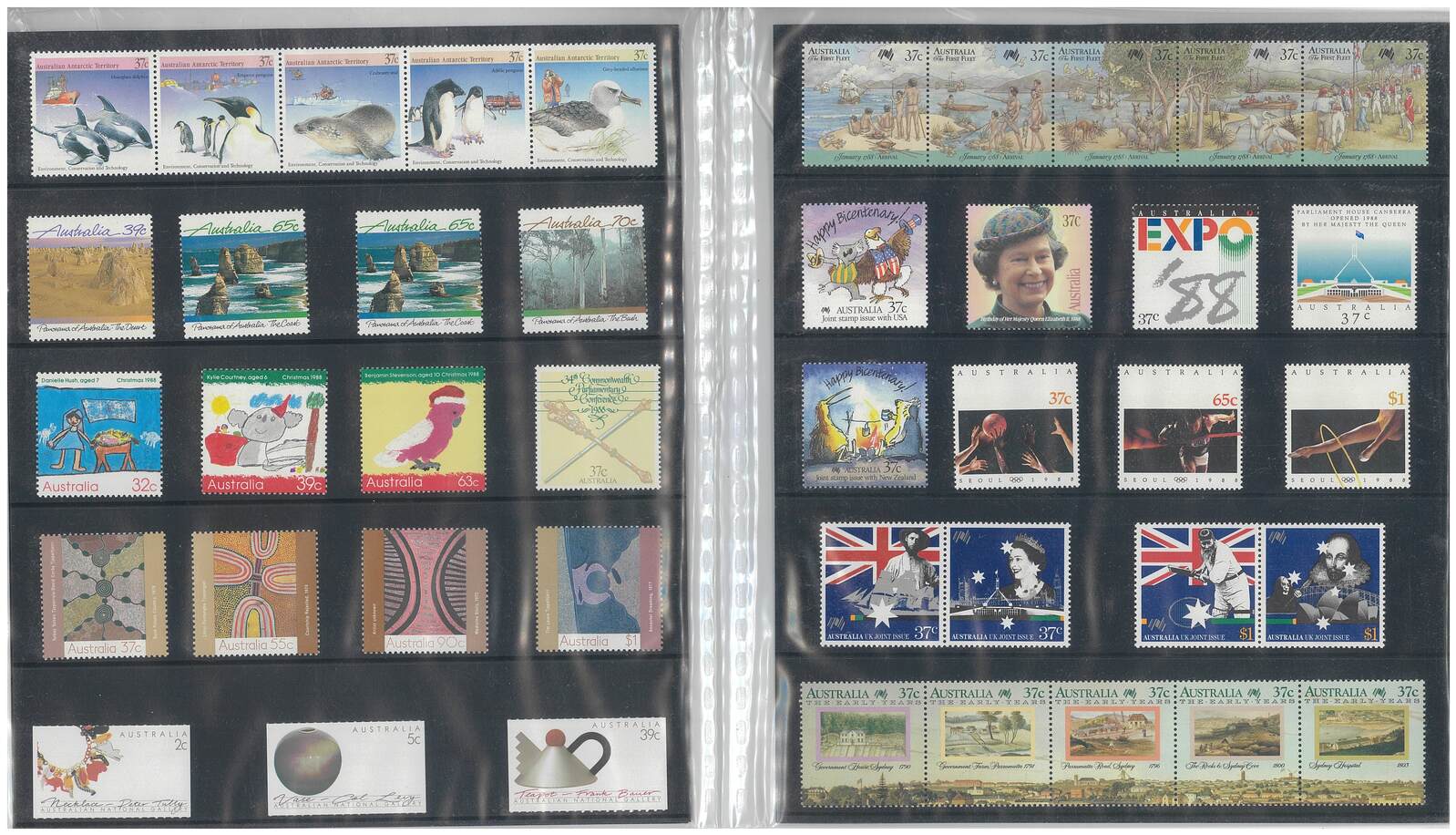 Australia 1988 Executive Year Book of Stamps Collection W/ GiltEdged