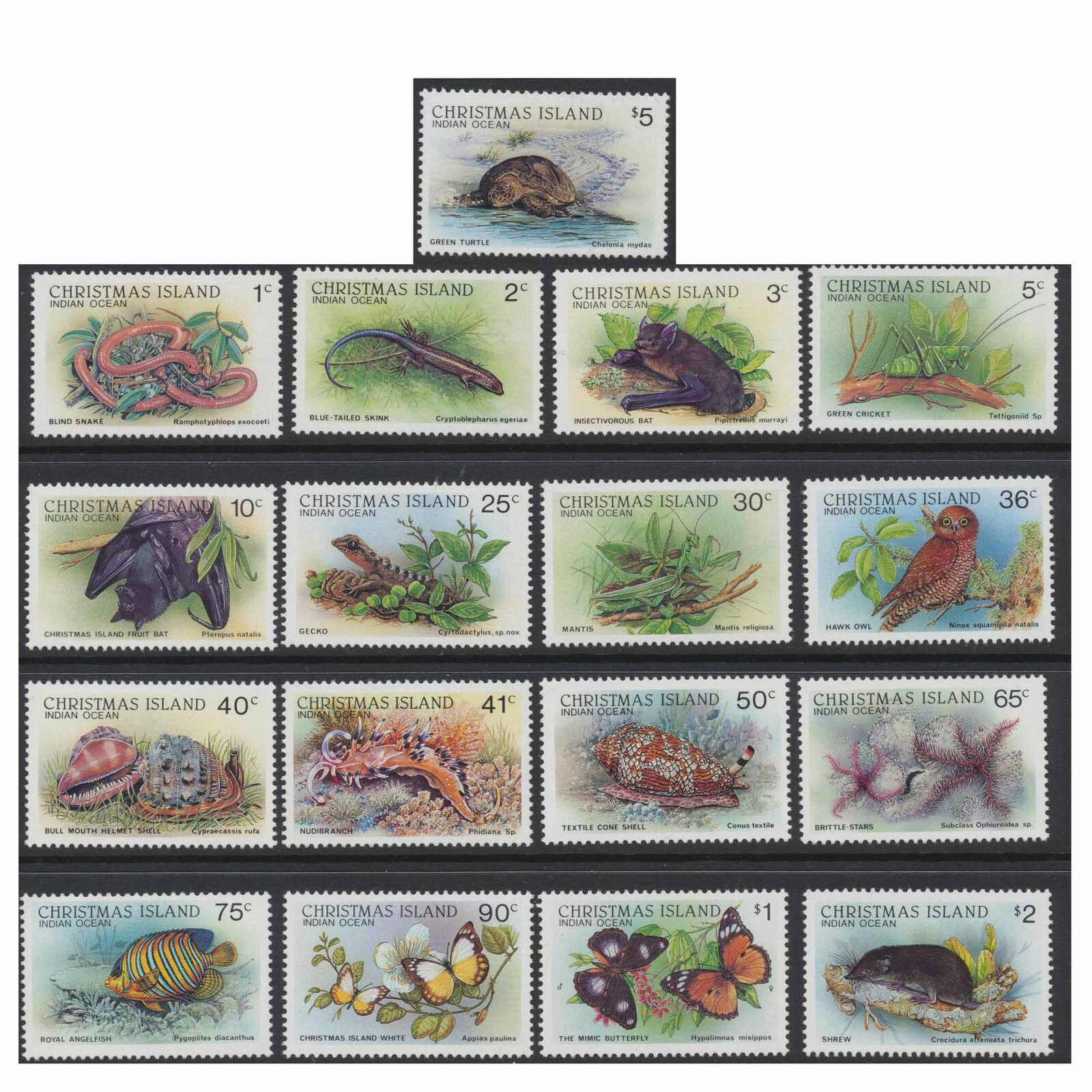 Christmas Island Stamps 1987 to 1989 Wildlife Set of 17