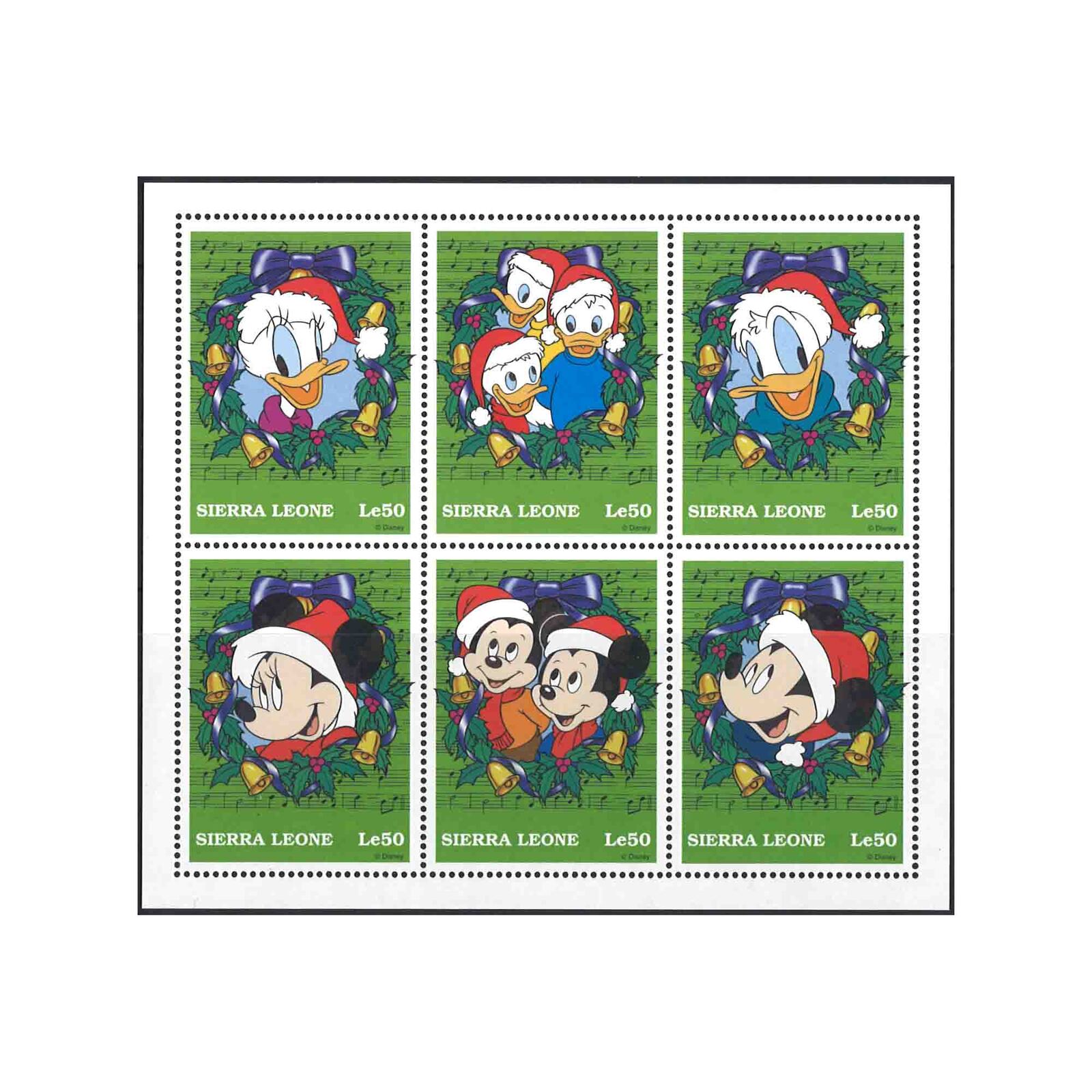 Disney Mickey Mouse and Donald Duck Christmas Sheetlet Stamps MUH - Sierra  Lenoe