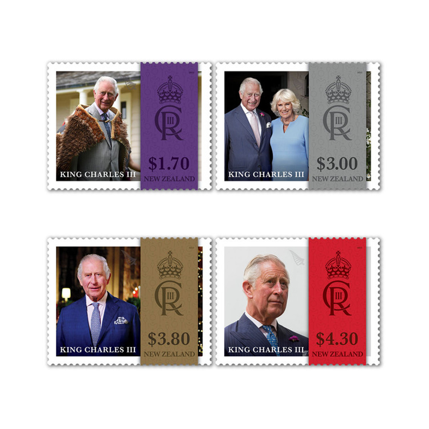 New Zealand 2023 King Charles III Coronation Set of 4 Stamps Mint Unhinged
