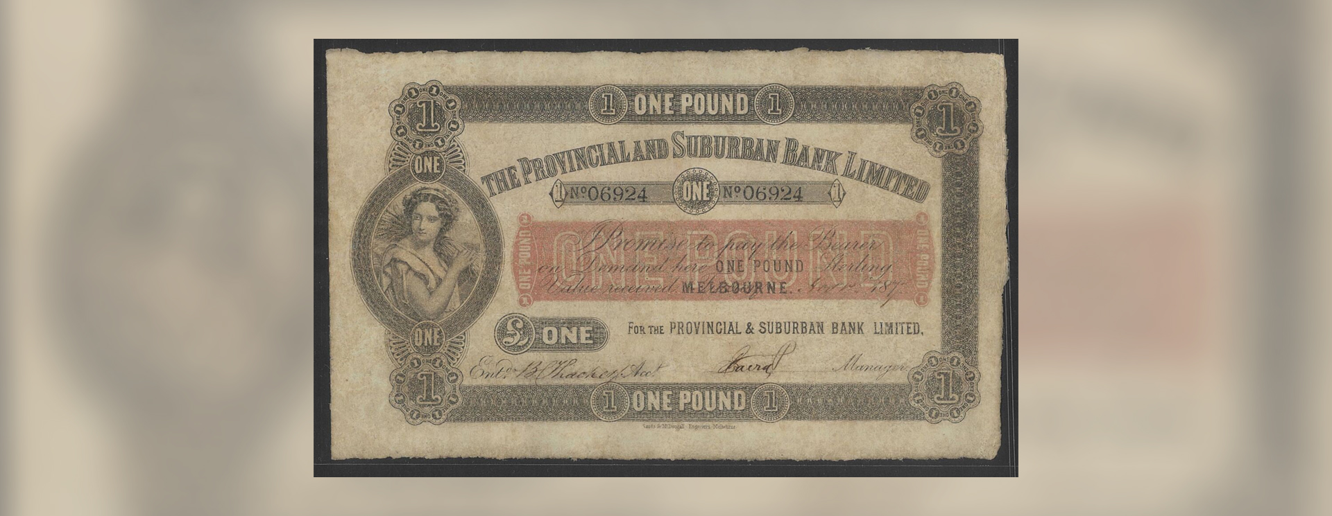 1877 Pre-Federation Provincial & Suburban Banknote