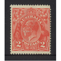 Australia KGV Stamp Single WMK 2d Red "Retouched Face" BW96C(14)e MLH Rare 32-6