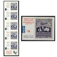 Australia 2019 Centenary of First England to Australia Flight Booklet/5 Stamps Self-adhesive MUH