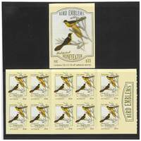 Australia 2020 Bird EmblemsHelmeted Honeyeater Booklet/10 Stamps Self-adhesive MUH