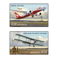 Australia 2020 Civil Aviation: 100 Years Set of 2 Stamps MUH