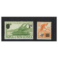 Papua New Guinea 1957 4d & 7d Surcharge on Definitive Stamps Set of 2 MUH SG16/17