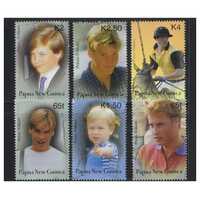 Papua New Guinea 2003 21st Birthday of Prince William of Wales Set of 6 Stamps MUH SG969/74