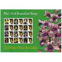 Papua New Guinea 2007 Orchids Set of 12 Stamps In Personalised Sheet W/ Labels MUH SG1181/92