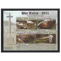 Papua New Guinea 2011 War Relics of WWII Mini Sheet of 4 Stamps MUH SG MS1536