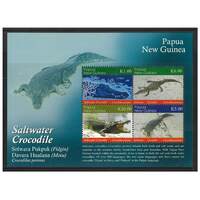 Papua New Guinea 2020 Saltwater Crocodiles Sheetlet of 4 Stamps MUH