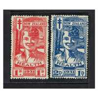 New Zealand 1931 Health Issue Set of 2 Stamps 1d+1d Scarlet & 2d+1d Blue MUH SG546/47