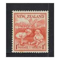 New Zealand 1938 Health Issue Children Playing 1d+1d Scarlet Stamp MUH SG610