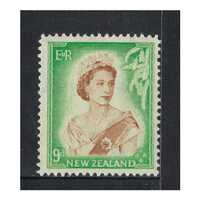 New Zealand 1954 (SG731) Queen Elizabeth II 9d Brown/Green Stamp MUH
