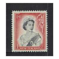 New Zealand 1954 (SG732) Queen Elizabeth II 1/- Black & Red Stamp MUH