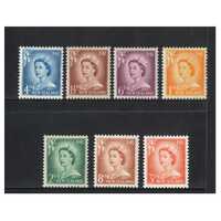 New Zealand 1955-59 (SG745/51) Queen Elizebeth II Larger Figures Set of 7 Stamps MUH