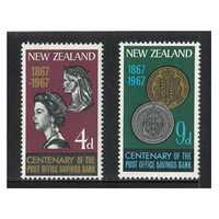 New Zealand 1967 (SG843/44) NZ Post Office Savings Bank Centenary Set of 2 Stamps MUH