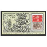 Great Britain 2010 London Festival of Stamps & Centenary of Accession of KGV Mini Sheet W/ Ovpt SG MS3065 MUH 