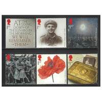 Great Britain 2014 Centenary of the First World War 1st Issue Set of 6 Stamps SG3626/31 MUH 