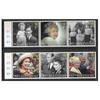 Great Britain 2016 Queen Elizabeth II 90th Birthday Set of 6 Stamps SG3826/31 MUH 