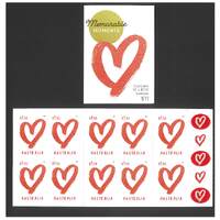 Australia 2021 Memorable Moments $1.10 Heart Booklet/10 Self-adhesive Stamps MUH 