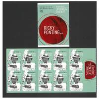 Australia 2021 Australian Legends of Cricket - Ricky Ponting AO Booklet/10 Stamps Self-adhesive MUH