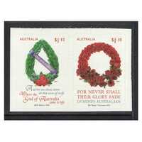 Australia 2021 Lest We Forget Set of 2 Self-adhesive Stamps ex Booklet MUH