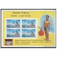 Nauru 1981 Fishing Mini Sheet of 4 Stamps SG MS242 MUH