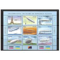 Nauru 2003 Centenary of Powered Flight/Airships Sheetlet/9 Stamps SG570/78 MUH
