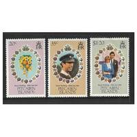 Pitcairn Islands 1981 Royal Wedding Set of 3 Stamps SG219/21 MUH