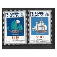 Pitcairn Islands 1996 China '96 Ninth Asian Internation Stamp Expo Set of 2 Stamps SG497/98 MUH