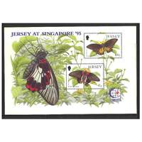 Jersey 1995 Butterflies/Singapore '95 Stamp Show Ovpt Mini Sheet SG722 MUH