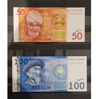 Kyrgystan 2009 - 50 & 100 Som Banknotes UNC