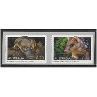 Australia 2022 Native Animals Set of 2 Self-adhesive Stamps ex-coil MUH