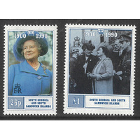 South Georgia & South Sandwich Islands 1990 Queen Mother's 90th Birthday Set/2 Stamps SG195/6 MUH