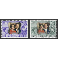 B.I.O.T. 1972 Royal Silver Wedding Set of 2 Stamps SG45/46 MUH