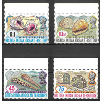 B.I.O.T. 1974 Wildlife Shells 2nd Series Set of 4 Stamps SG58/61 MUH