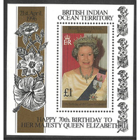 B.I.O.T. 1996 Queen Elizabeth II 70th Birthday Mini Sheet SG184 MUH