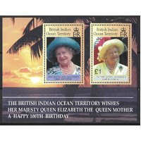 B.I.O.T. 2000 Queen Mother's 100th Birthday Mini Sheet SG242 MUH