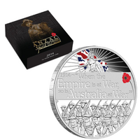 Australia 2014 ANZAC Spirit 100th Anniversary Empire At War 1oz Silver Coloured Proof Coin