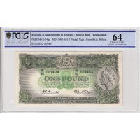 Australia 1961-65 One Pound Coombs/Wilson Star Prefix HE82 Banknote PCGS64
