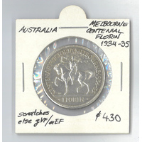 Australia 1934-35 Florin Coin Melbourne Centennial gVF/aEF