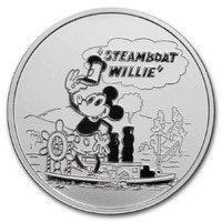 Steamboat Willie Round 1oz 999 Fine Silver Bullion in Capsule