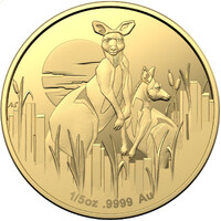 Australia 2020 $25 Kangaroos At Dawn 1/5oz Gold Proof Ballot Coin