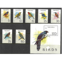 Tanzania 1992 Birds Set/7 Stamps & Mini Sheet SG1353/60 MUH 28-13