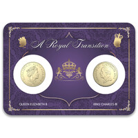 A Royal Transition - 2023 Last Elizabeth II $2 & 2024 First Charles III $2 Al-Br Coin Pair