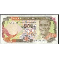 Zambia 1989 Five Kwacha Banknote P30 Unc