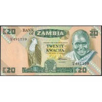 Zambia 1980-88 Twenty Kwacha Banknote P27e Unc