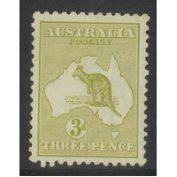 Australia Kangaroo 3rd WMK 3d Stamp Olive Die II SG37d MLH #AU52